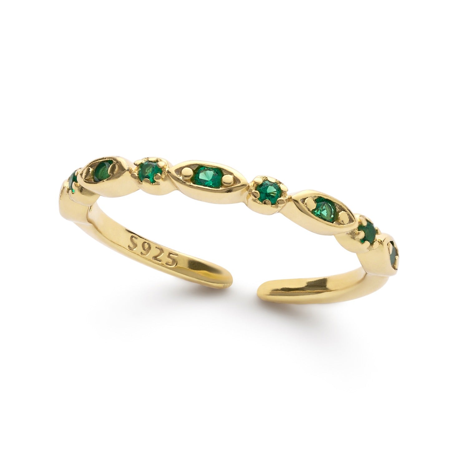 Dainty Gold Green Crystal Ring