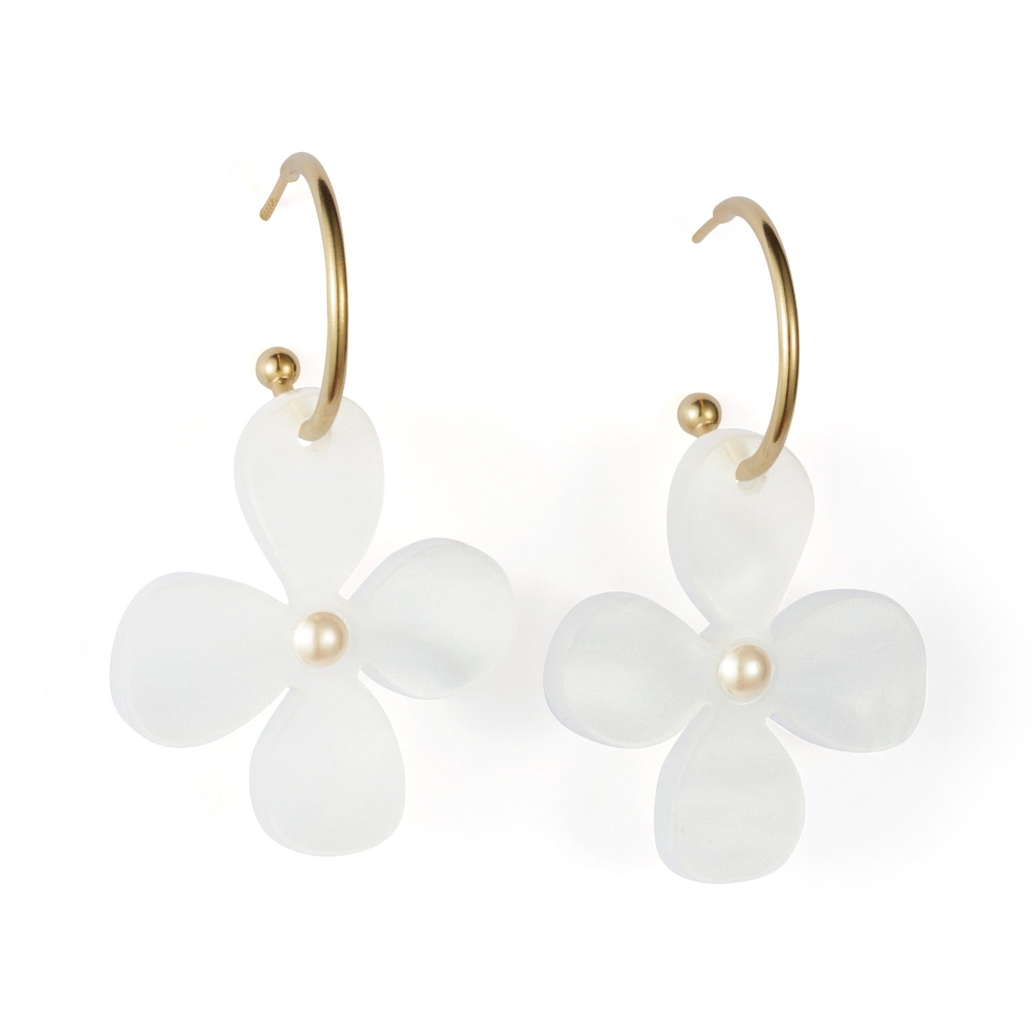 Daisy Hoop Earrings Pearl