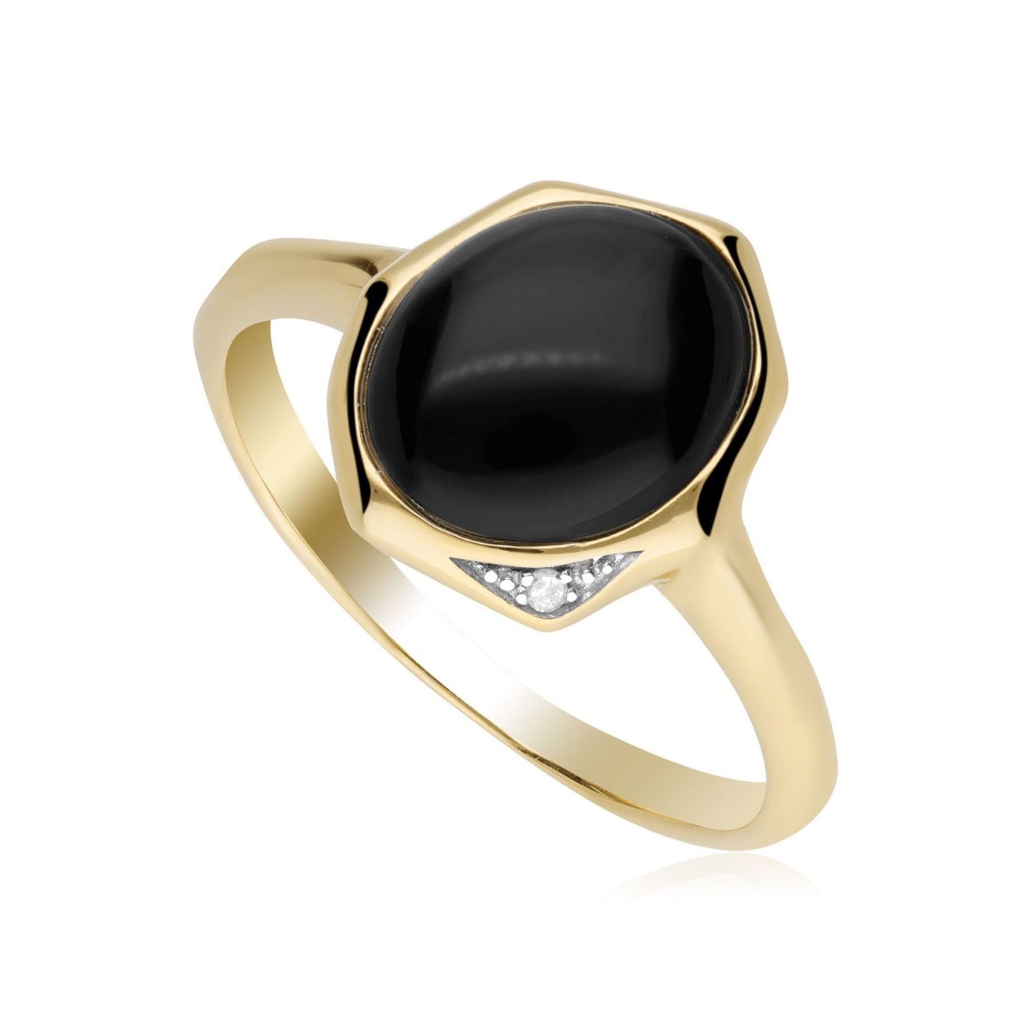 Irregular Black Onyx Diamond Ring