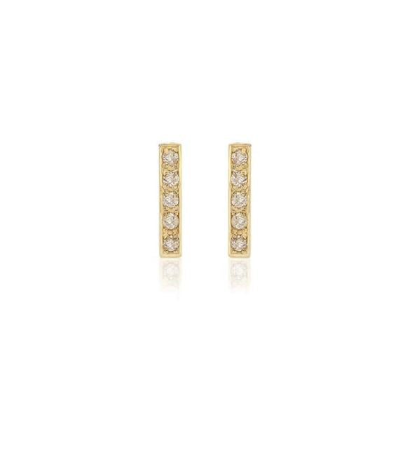 Diamond Yellow Gold Bar Stud Earrings