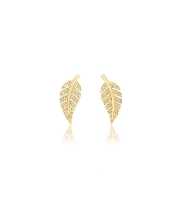 Diamond Mini Leaf Stud Earrings