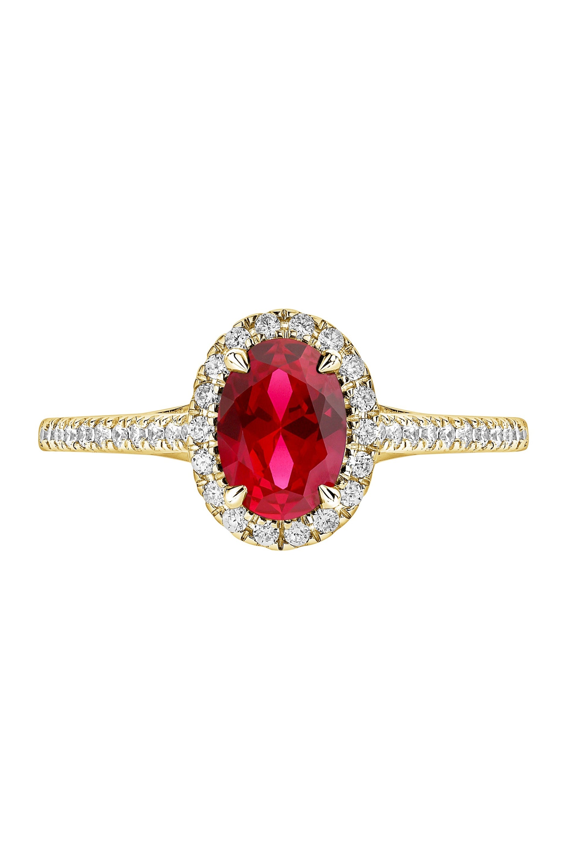 Rosalind Yellow Gold Lab Grown Diamond Created Ruby Ring