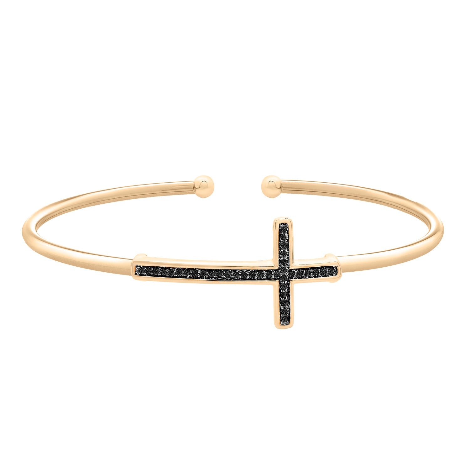 Vermeil Bruna Black Diamond Cross Bangle Bracelet