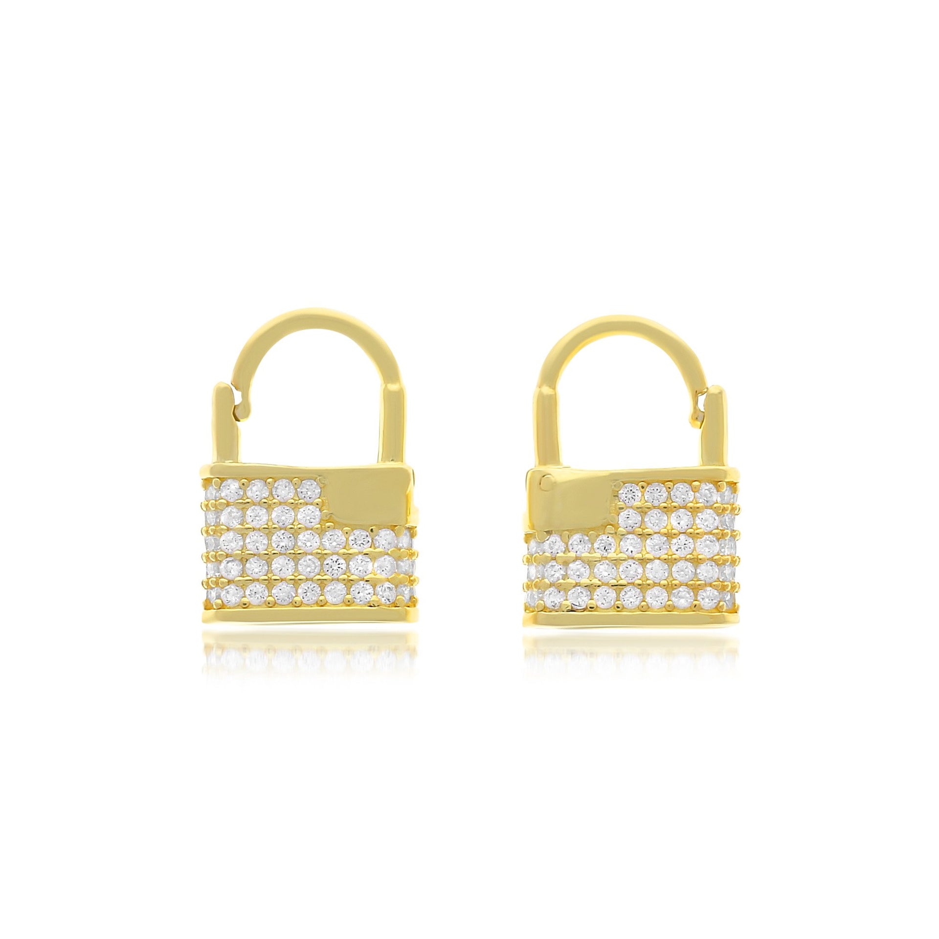 Pave Lock Huggie Earrings