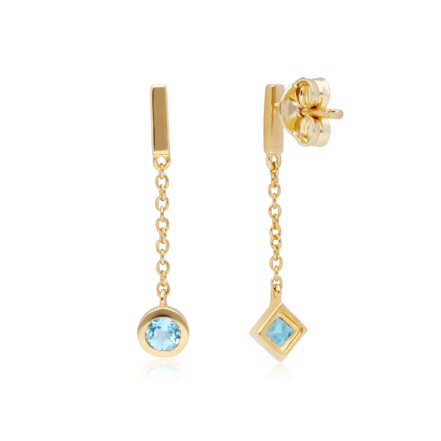 Mismatch Topaz Dangle Earrings In Yellow Gold