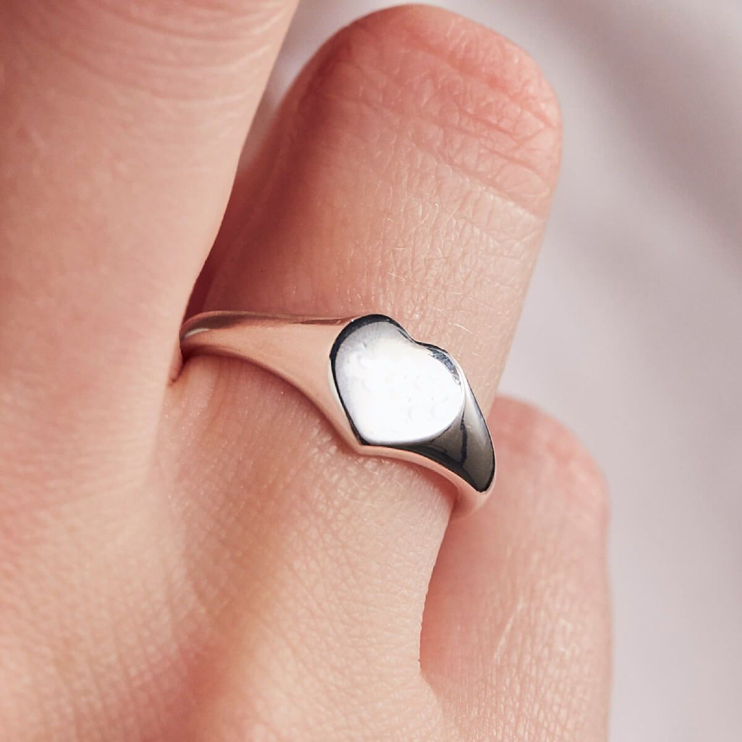 Sterling Silver Heart Signet Ring