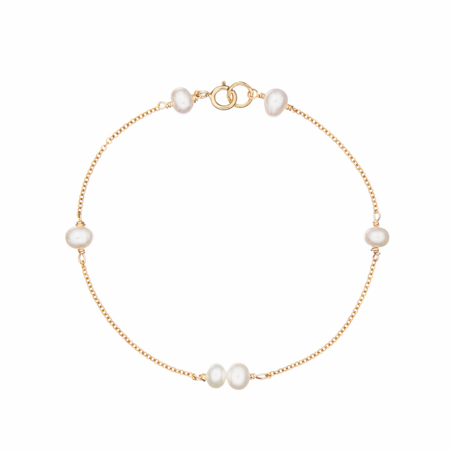 Gold Six Pearl Bracelet