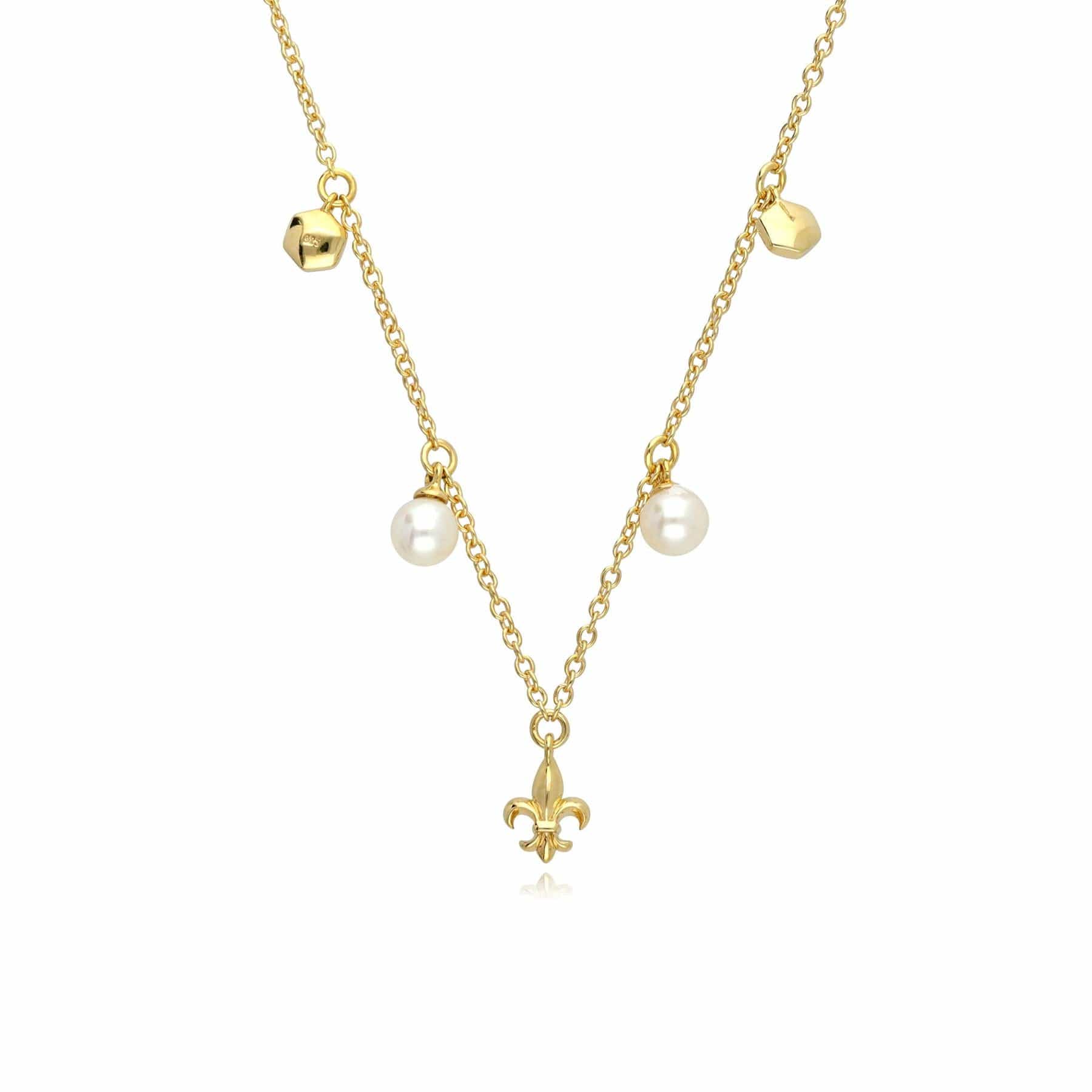 Pearl Fleur De Lis Choker Necklace In Yellow Gold