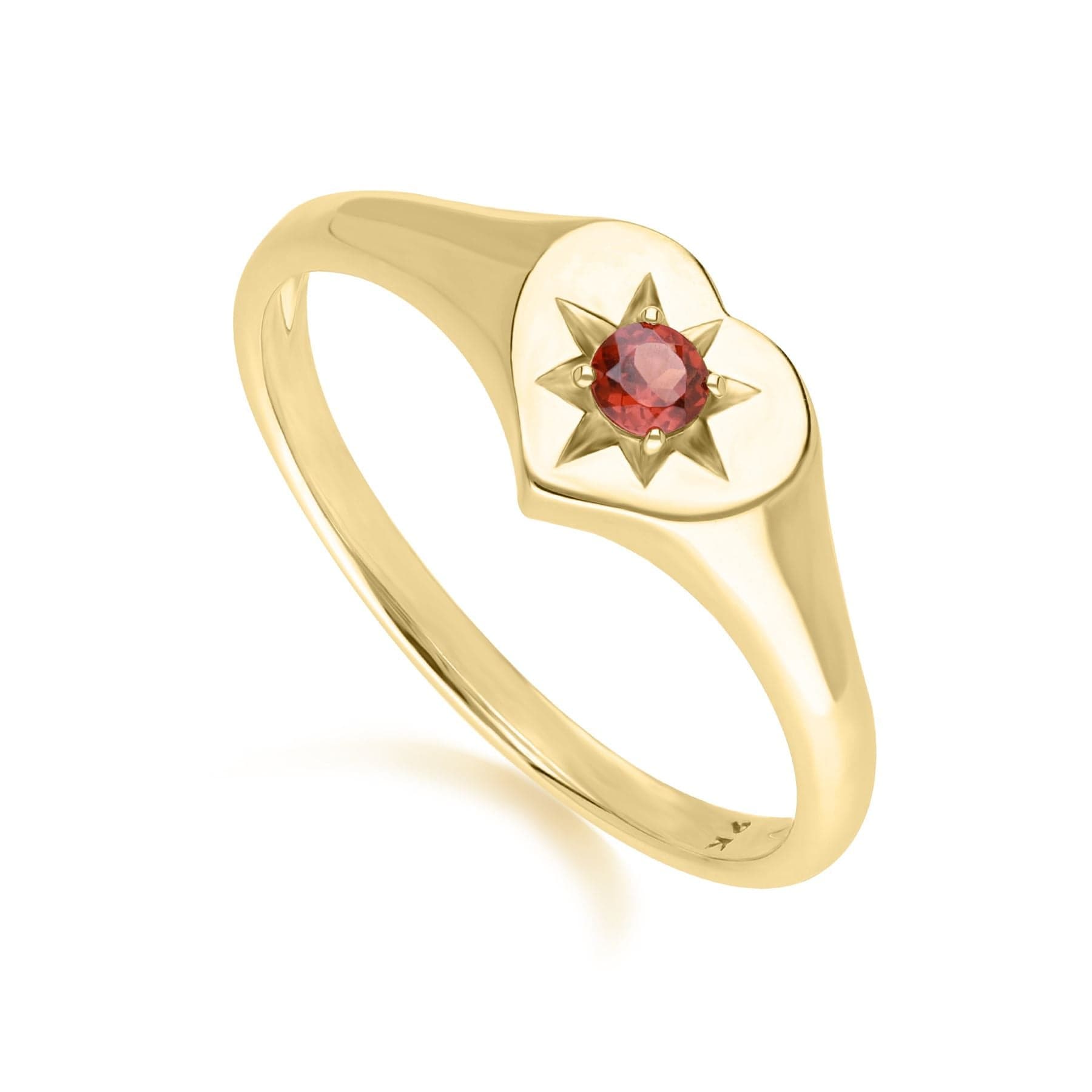 Garnet Heart Ring In Yellow Gold