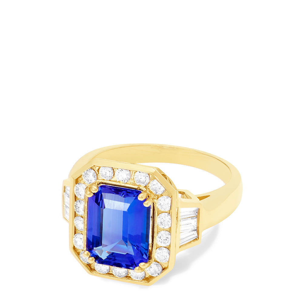 Limited Edition 14K Yellow Gold Tanzanite and Diamond Ring 3.69 TCW