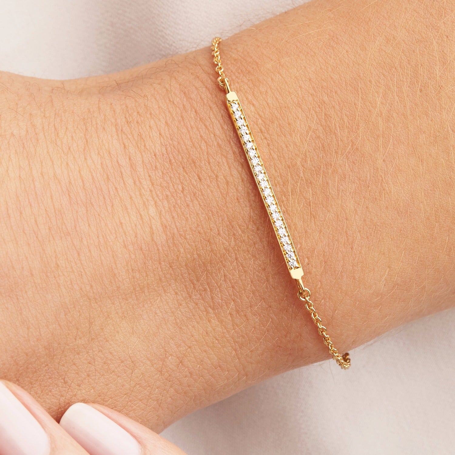 Gold Diamond Style Bar Bracelet