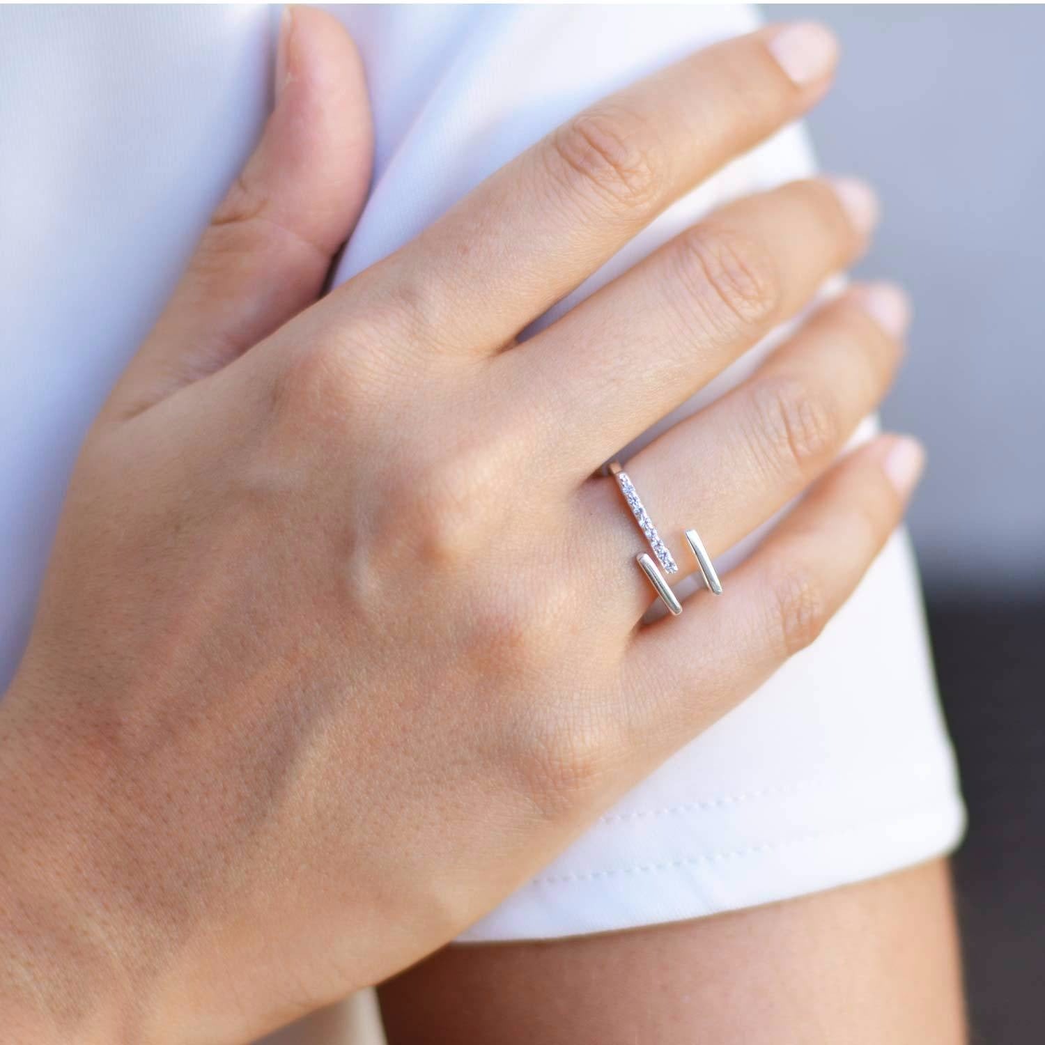 Neringa Silver Stacking Ring With White Topaz