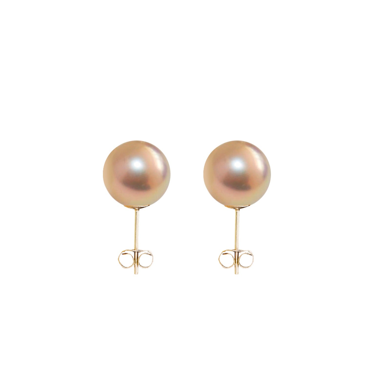 Medium Gold Pearl Stud Earrings 9Ct Gold