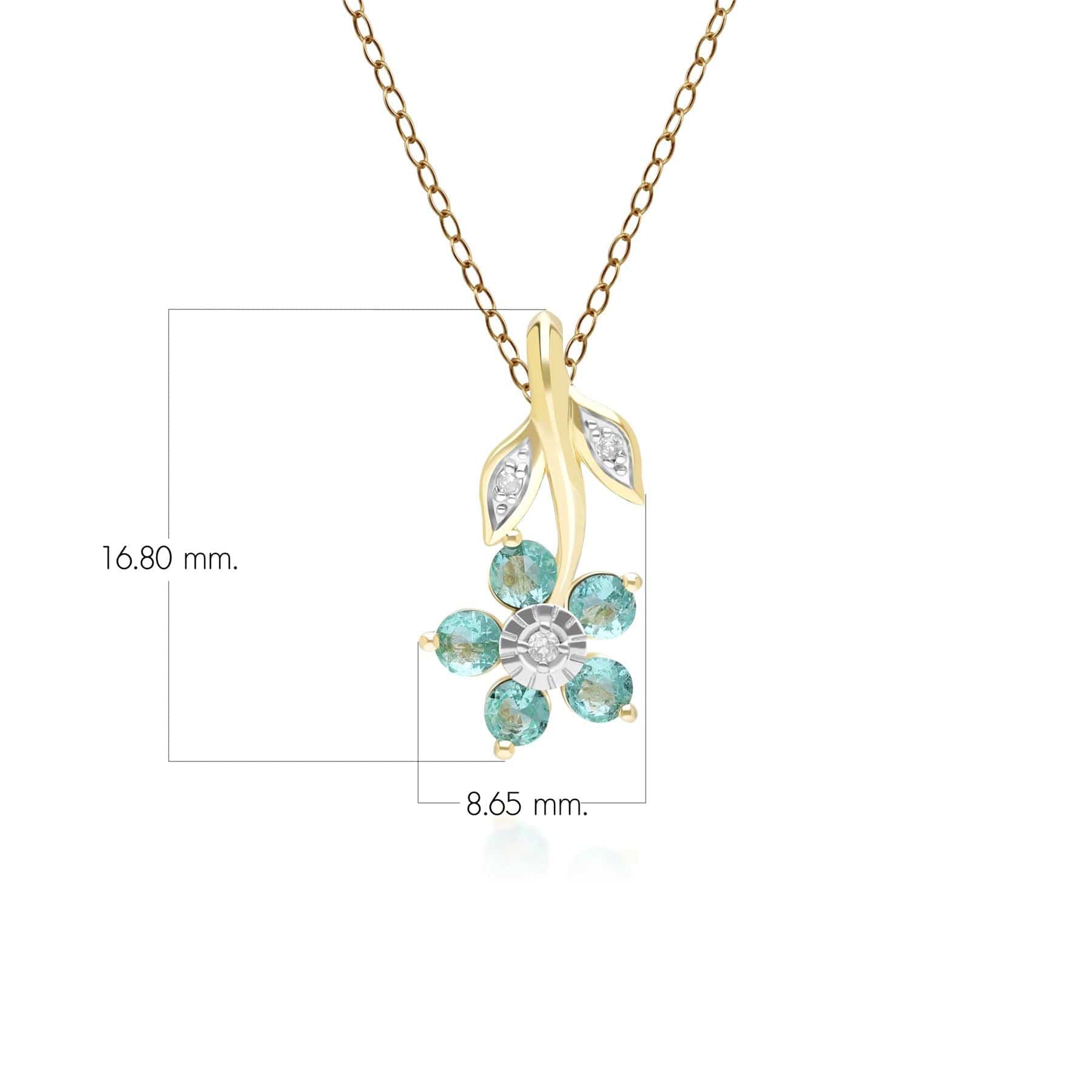 Floral Emerald Diamond Pendant Necklace In Yellow Gold