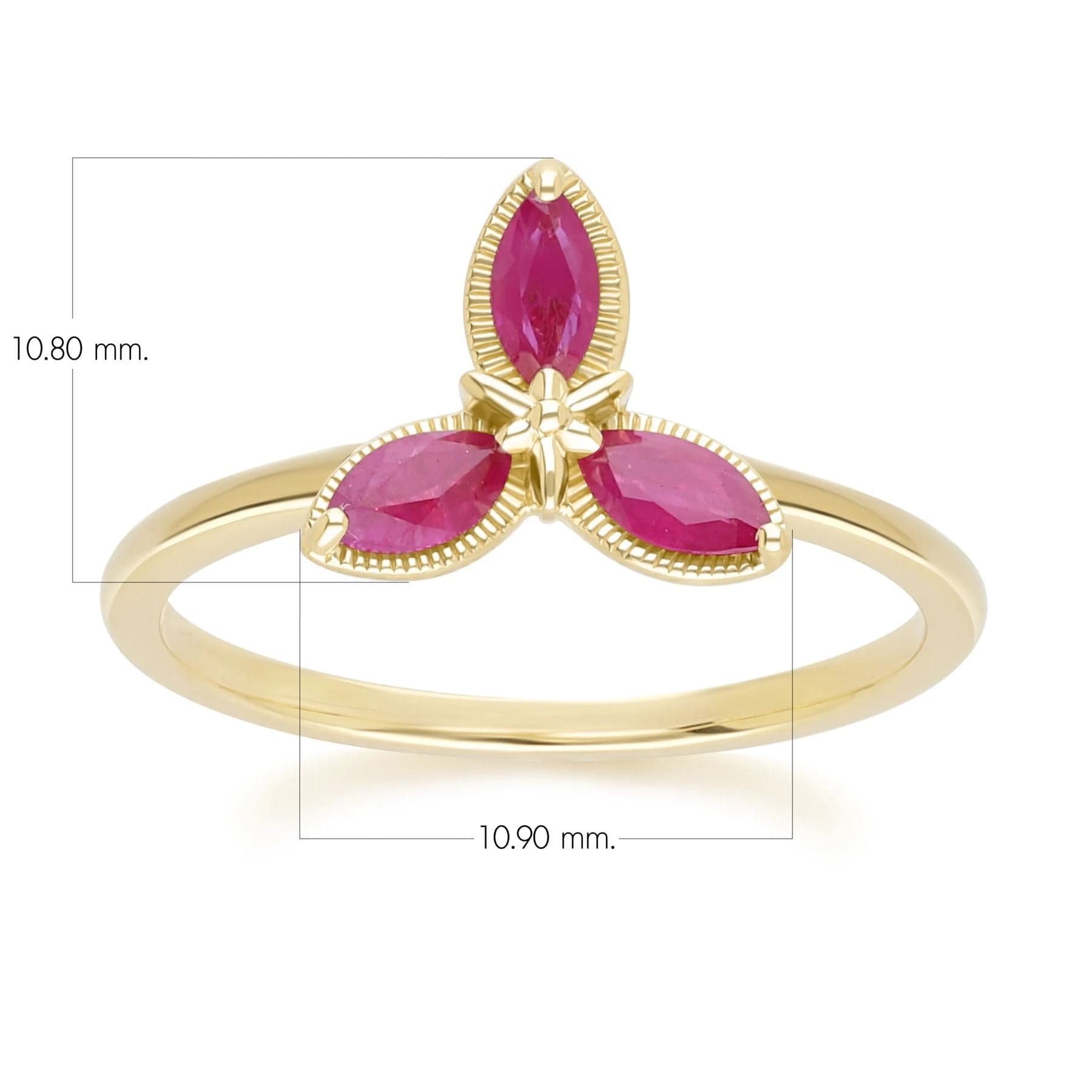 Floral Marquise Ruby Ring In Yellow Gold