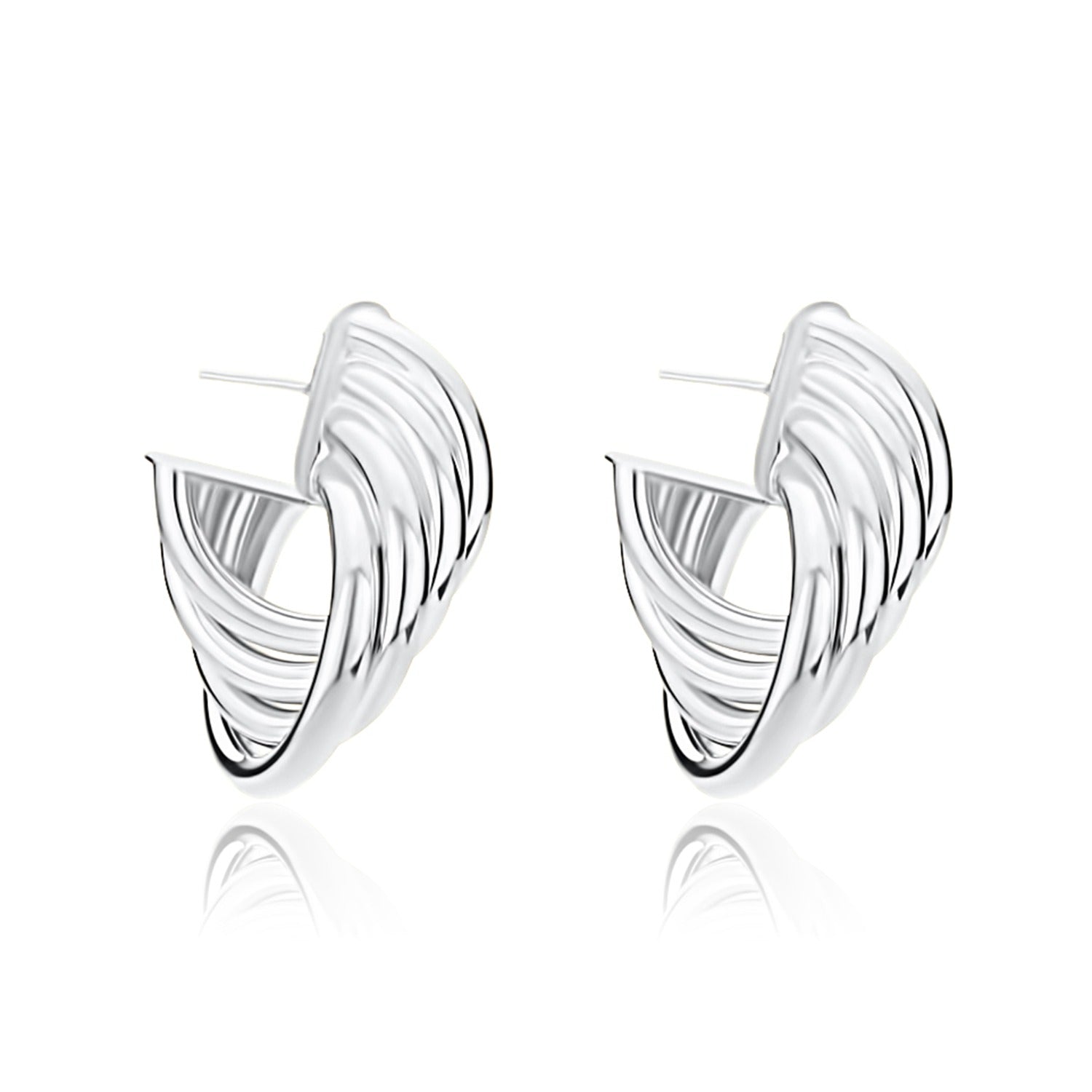 Four Row Twist Hoop Earrings Silver