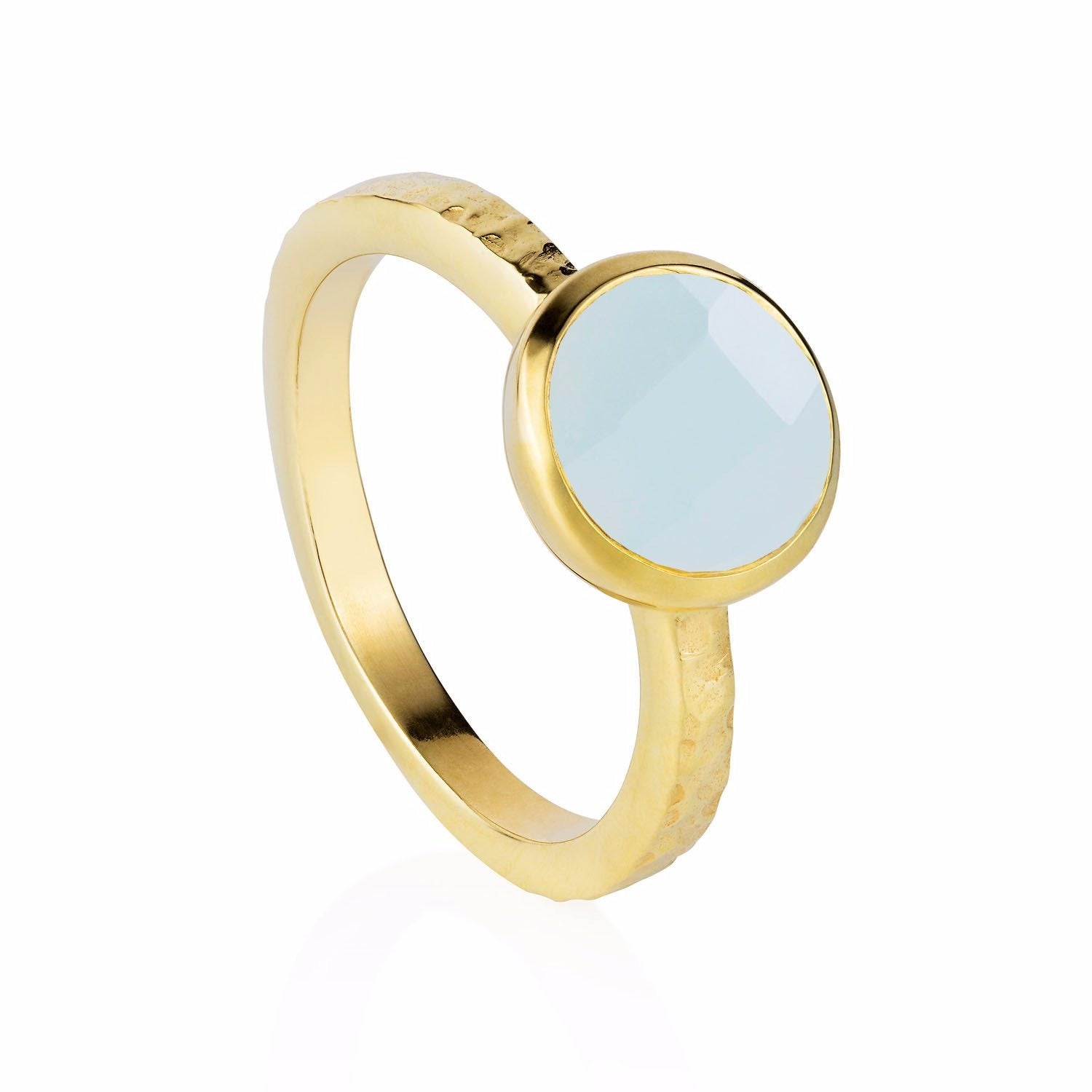 Estella Gold Stacking Ring With Aqua Chalcedony