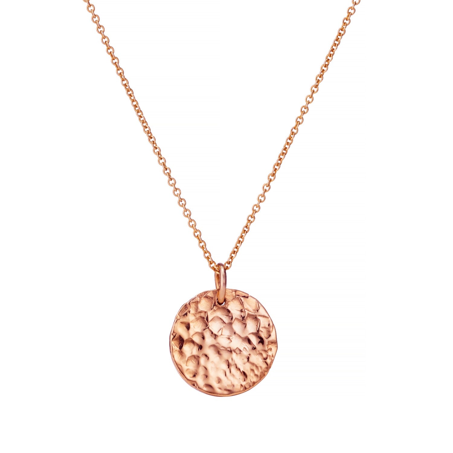 Rose Gold Plated Textured Disc Necklace