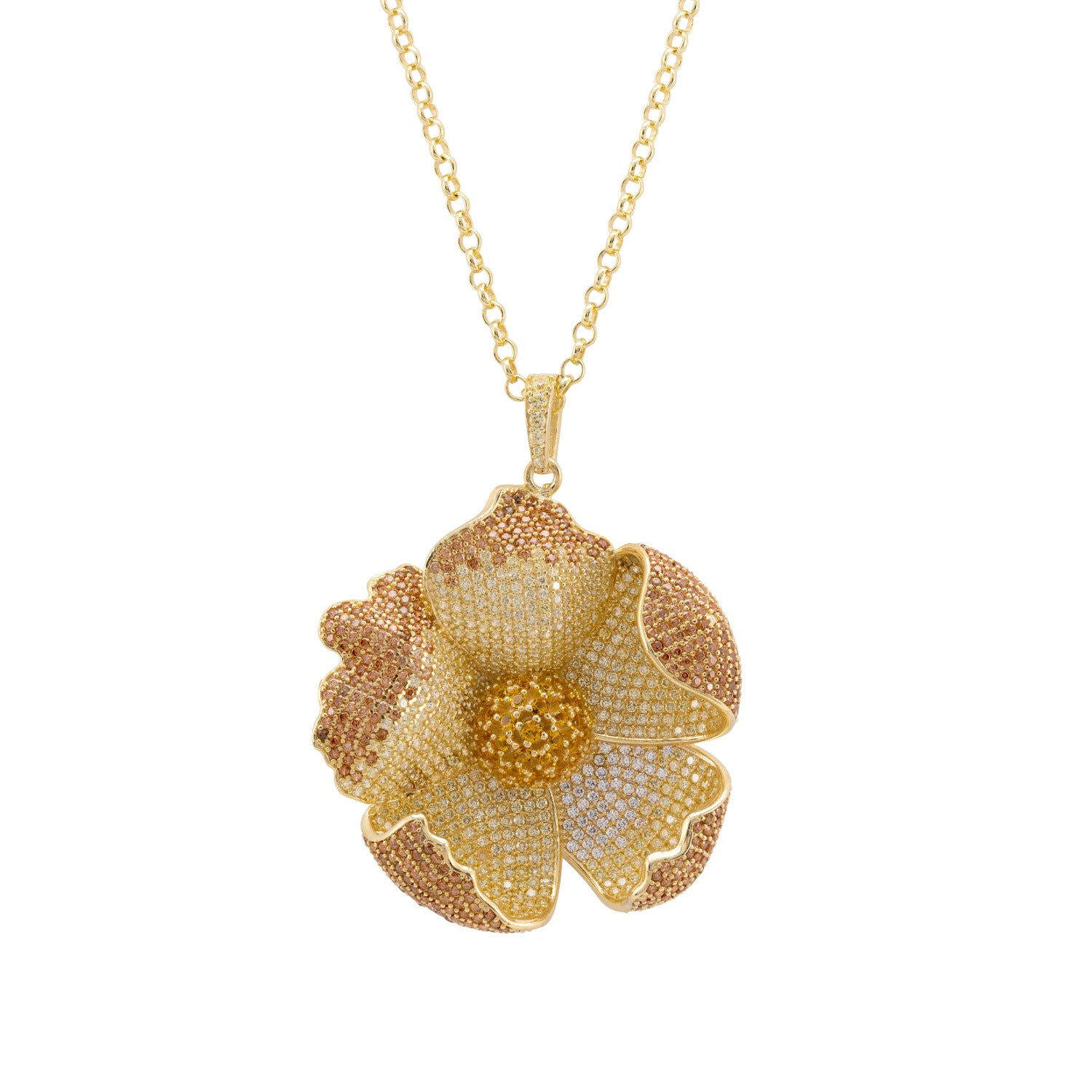 Poppy Pendant Necklace Gold Lemon Cz