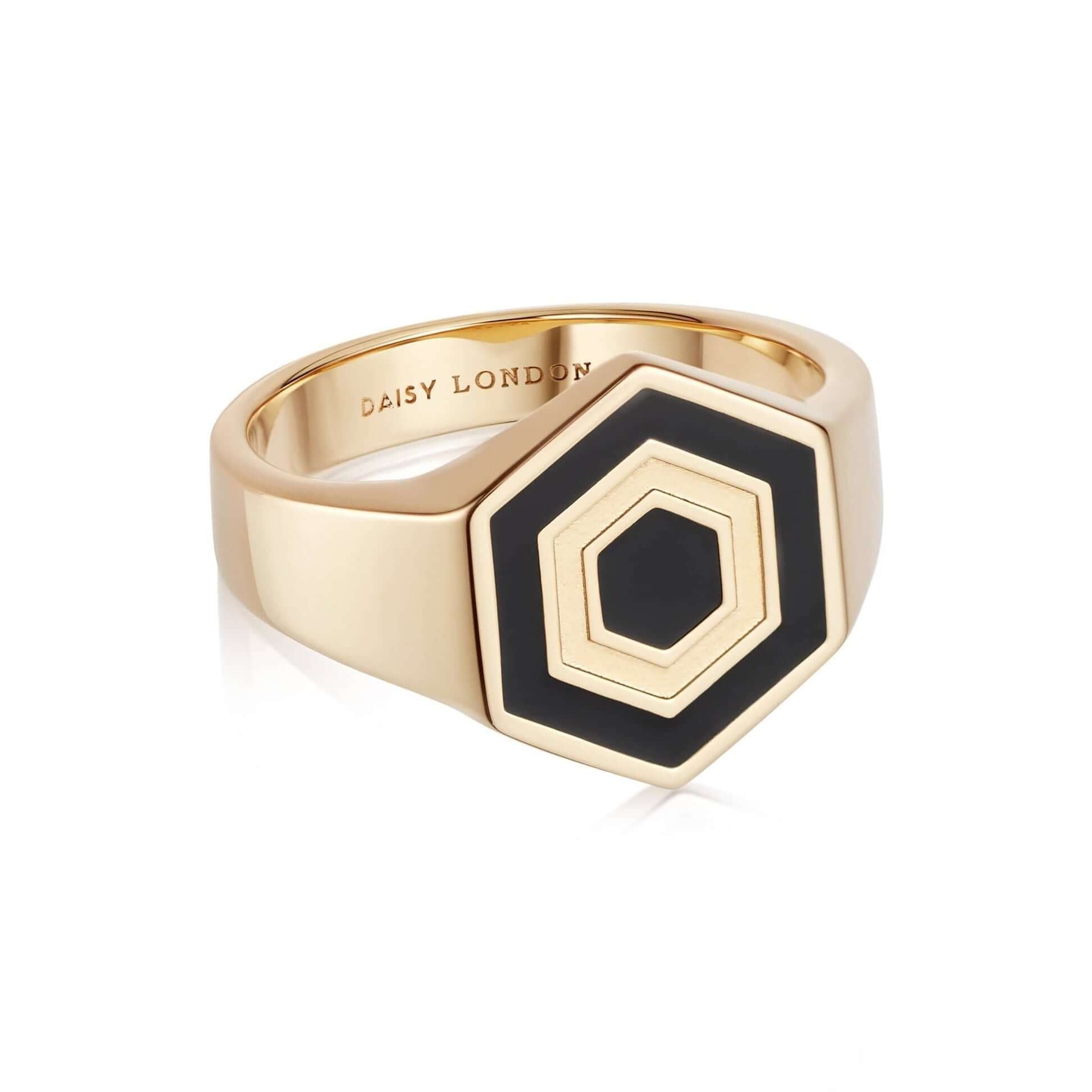 Enamel Hexagon Signet Ring
