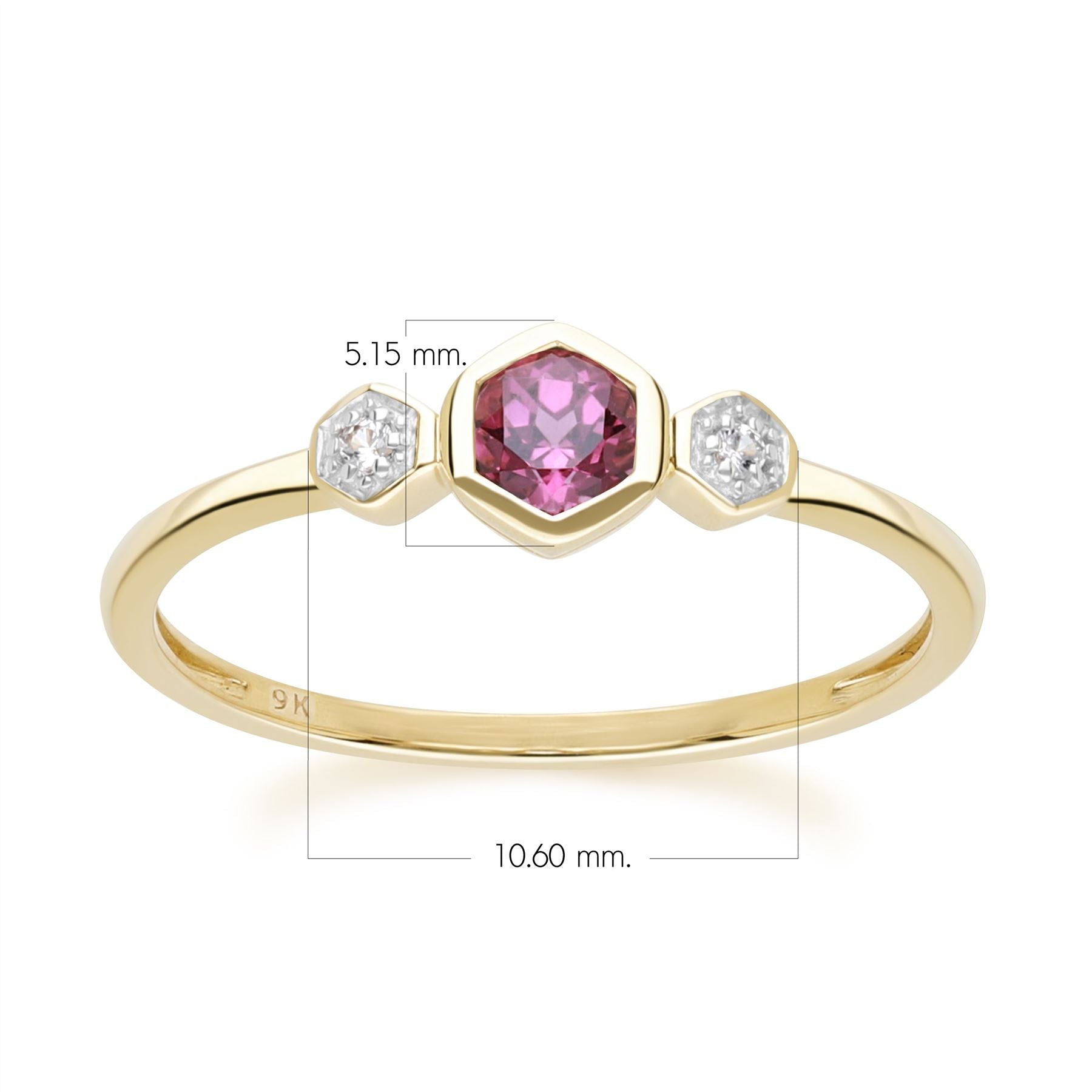 Geometric Round Rhodolite Sapphire Ring In Yellow Gold