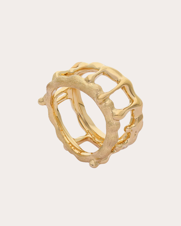 Magma 14K Gold-Plated Textured Ring