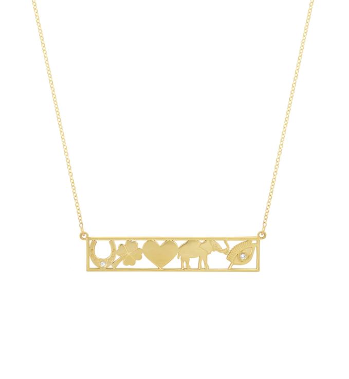 Good Luck Bar Yellow Gold Necklace