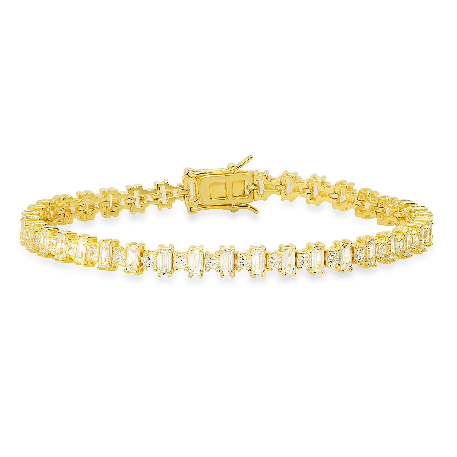 Gold Multi Cut Cz Tennis Bracelet