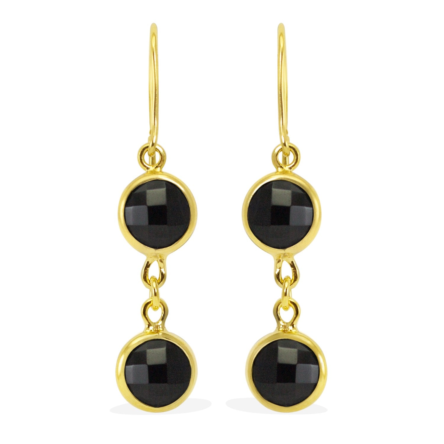 Brio Black Onyx Gold Earrings