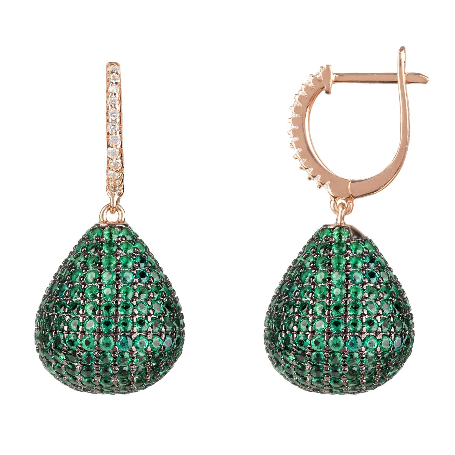 Valerie Pear Drop Gemstone Earring Rosegold Emerald