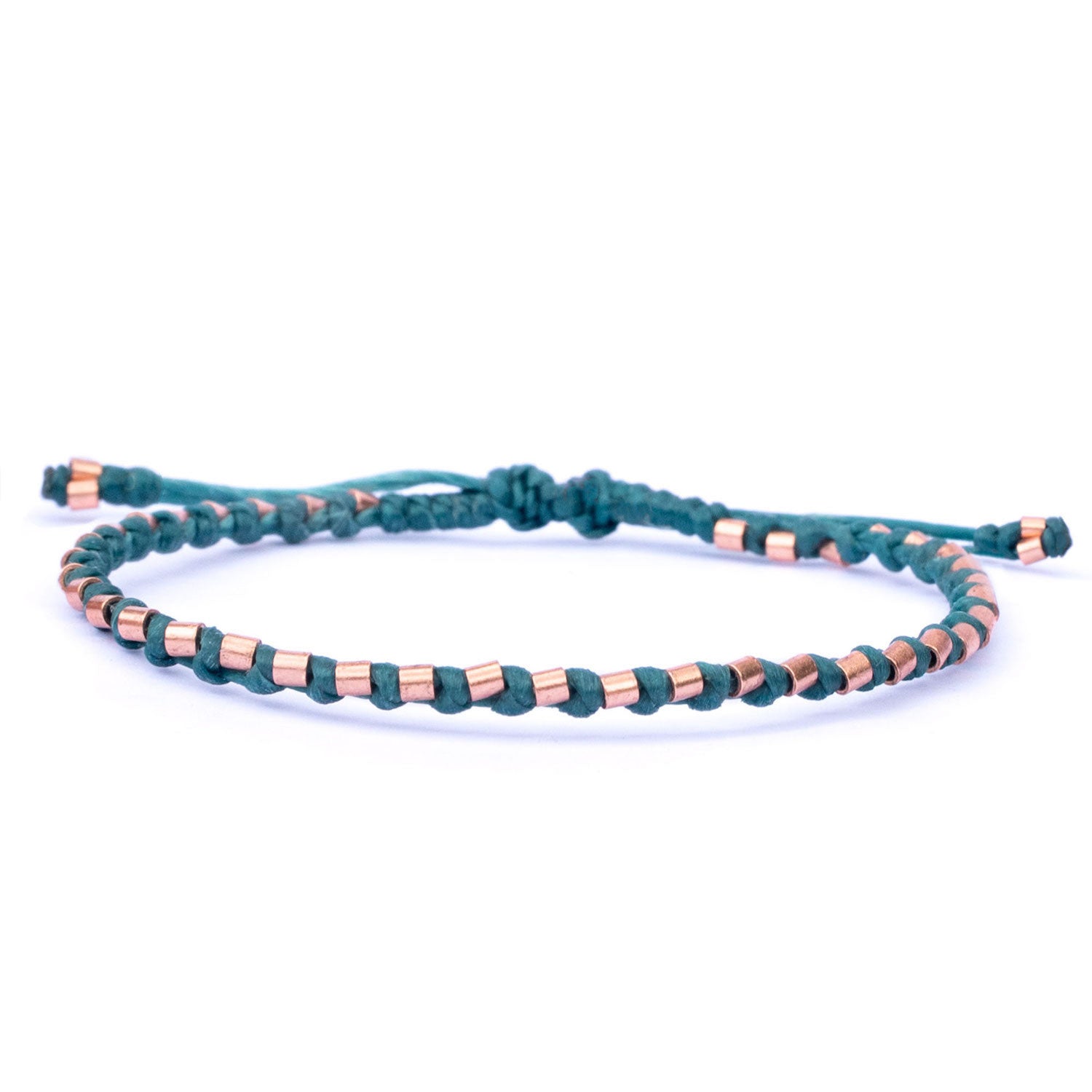 Handmade Solid Copper And Aqua Green Eco Cord Womens Bracelet The Healer