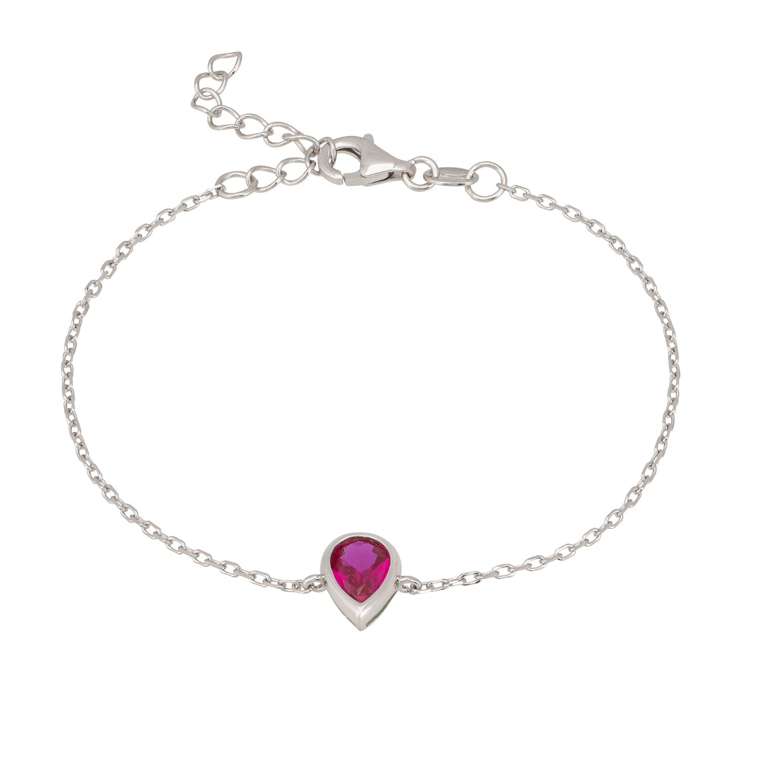 Harriet Mini Teardrop Ruby Bracelet Silver