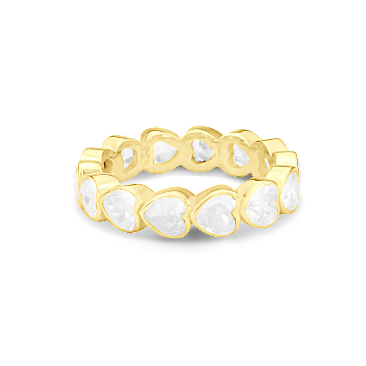 Heart Bezel Set Eternity Band Gold