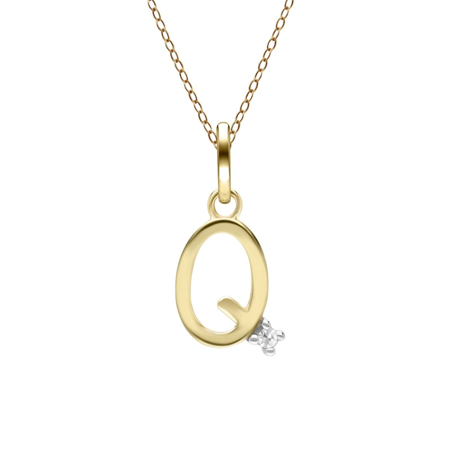 Initial Q Diamond Necklace In Yellow Gold