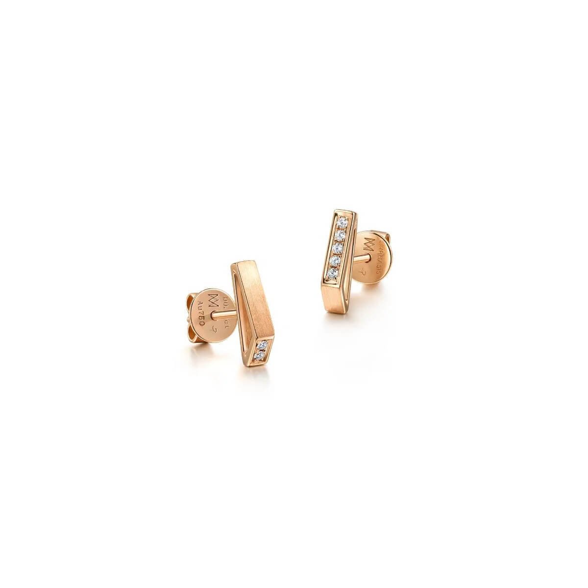 m-18k-red-gold-diamond-mismatched-earrings