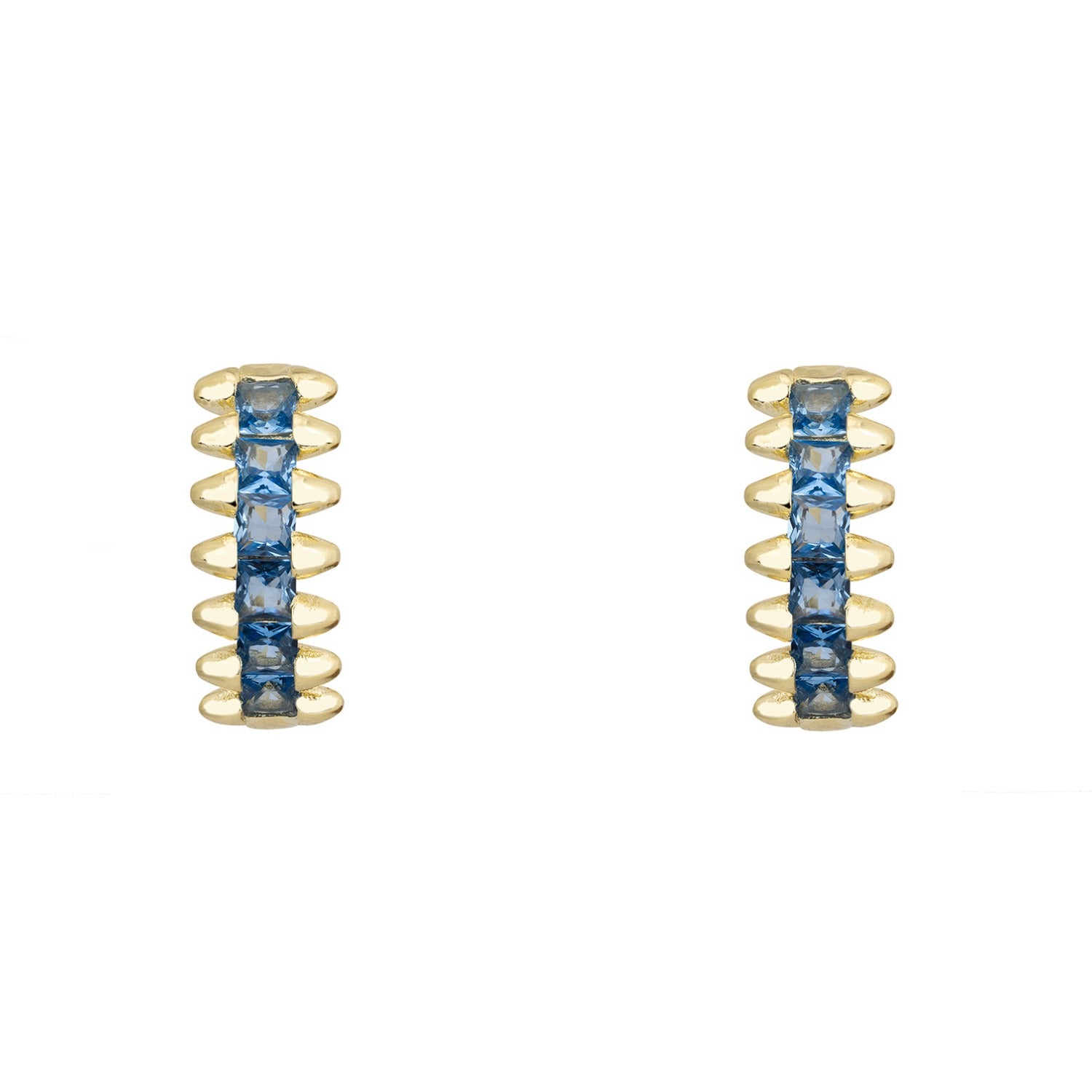 Huggie Hoop Earrings London Blue Topaz Gold