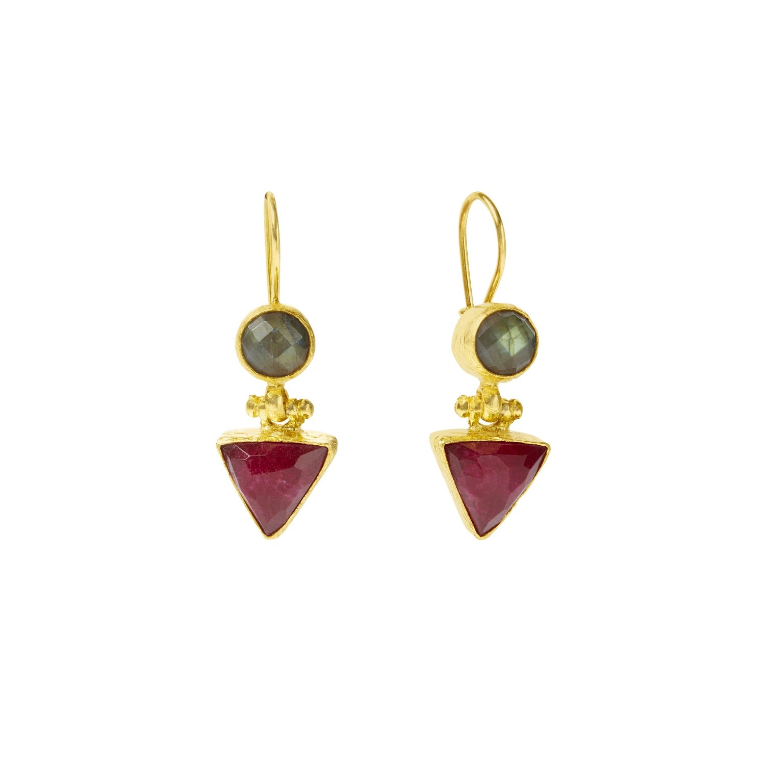 Hydra Labradorite And Ruby Drop Earrings