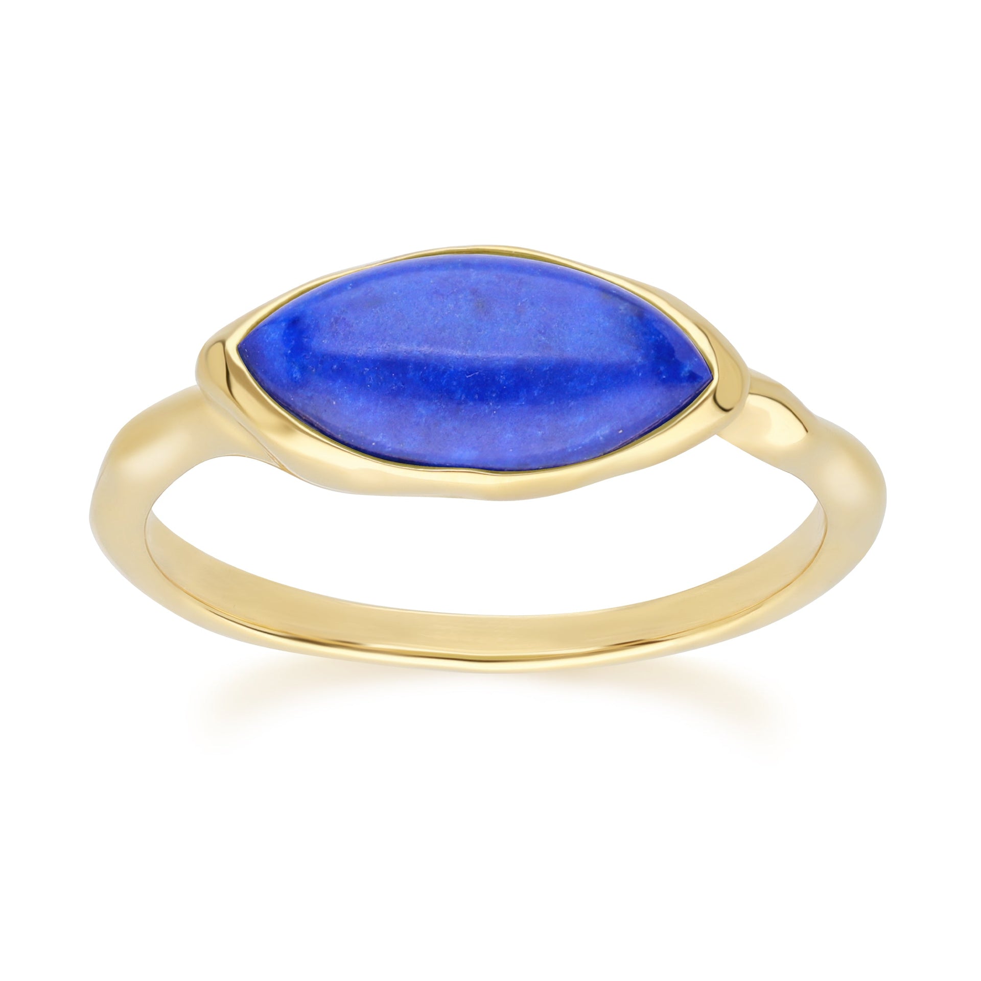 Marquise Lapis Lazuli Ring In Gold Plated Sterling Silver