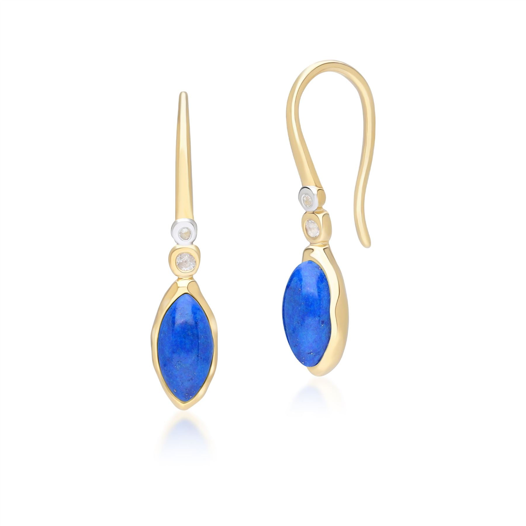 Marquise Lapis Lazuli Topaz Drop Earrings In Gold Plated Sterling Silver