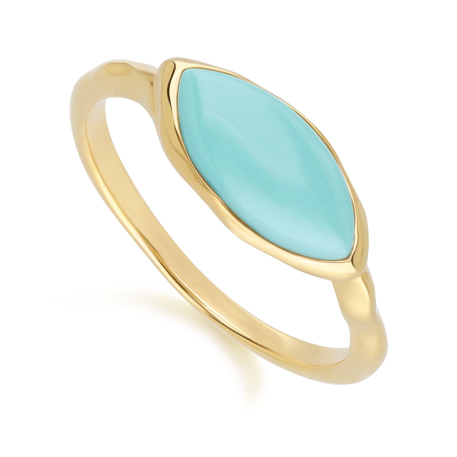 Marquise Turquoise Ring In Gold Plated Sterling Silver