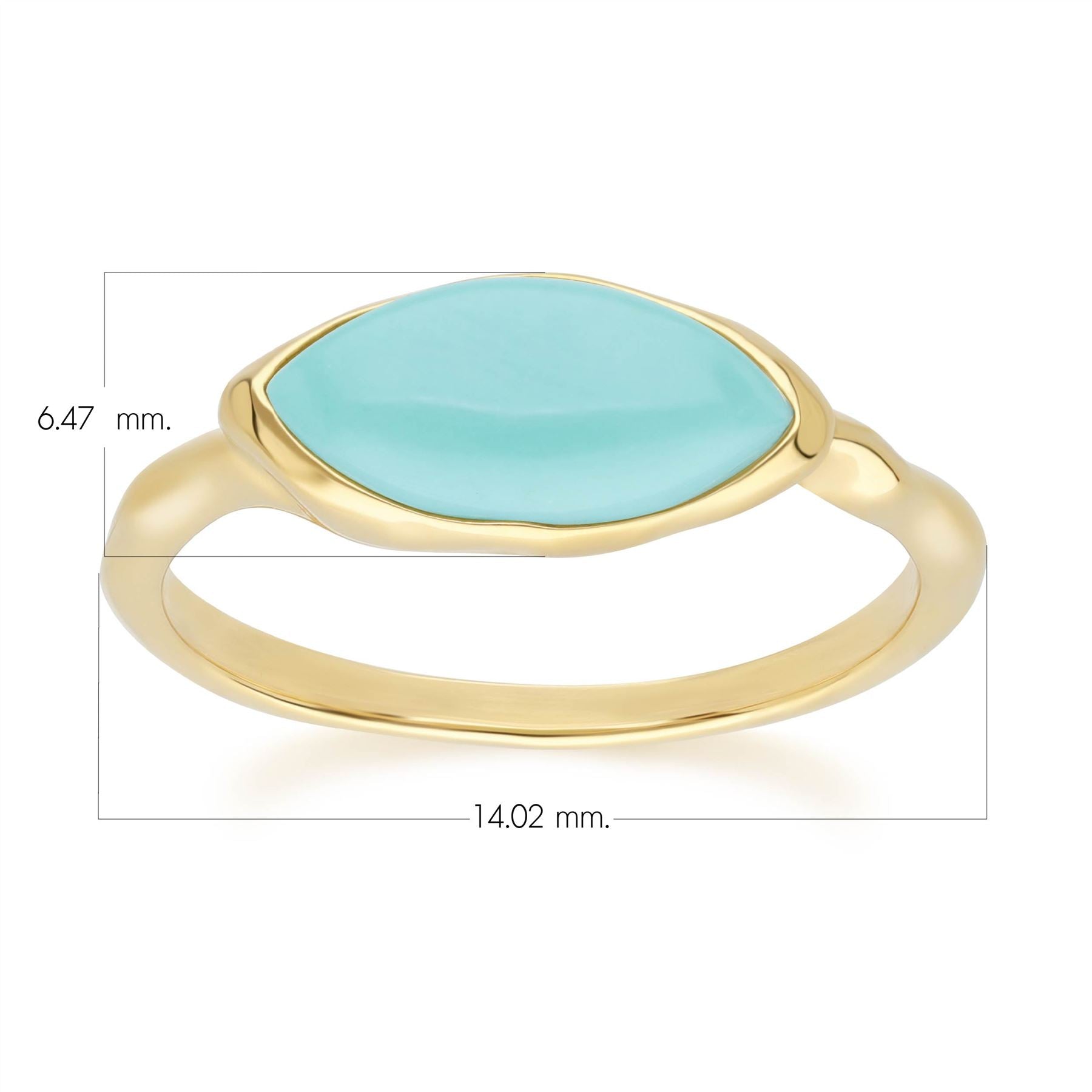 Marquise Turquoise Ring In Gold Plated Sterling Silver