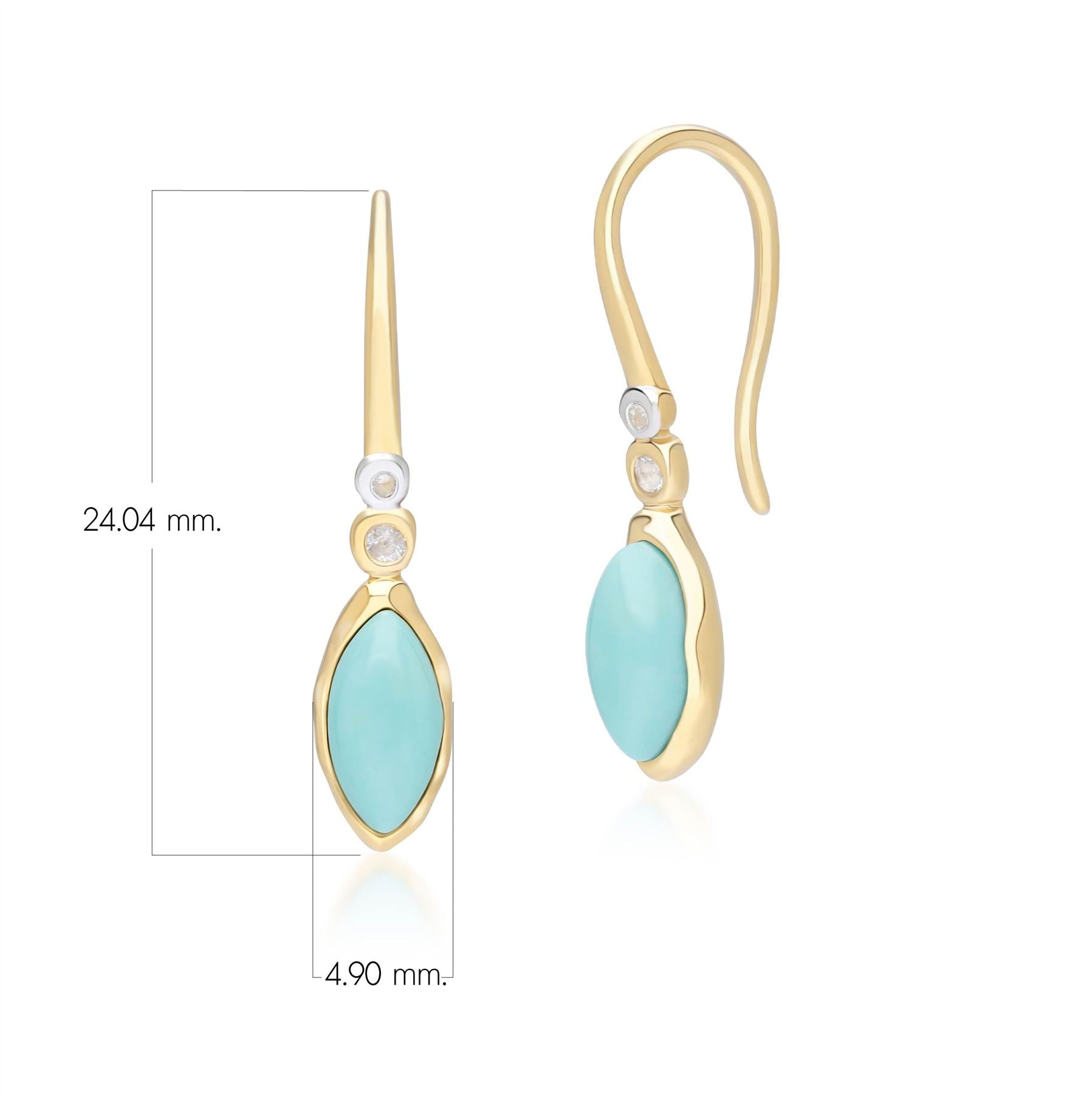 Marquise Turquoise Topaz Drop Earrings Gold Plated