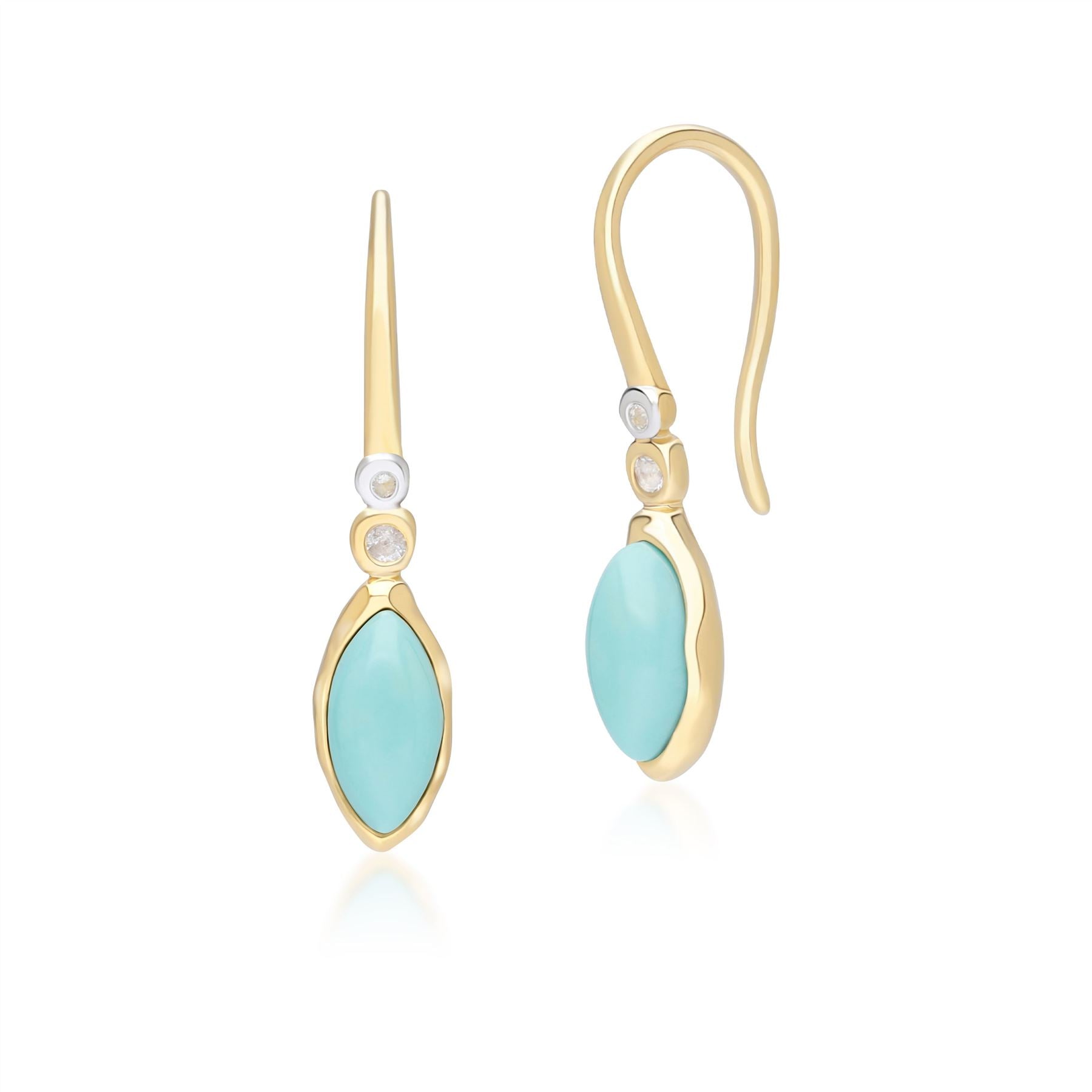 Marquise Turquoise Topaz Drop Earrings Gold Plated