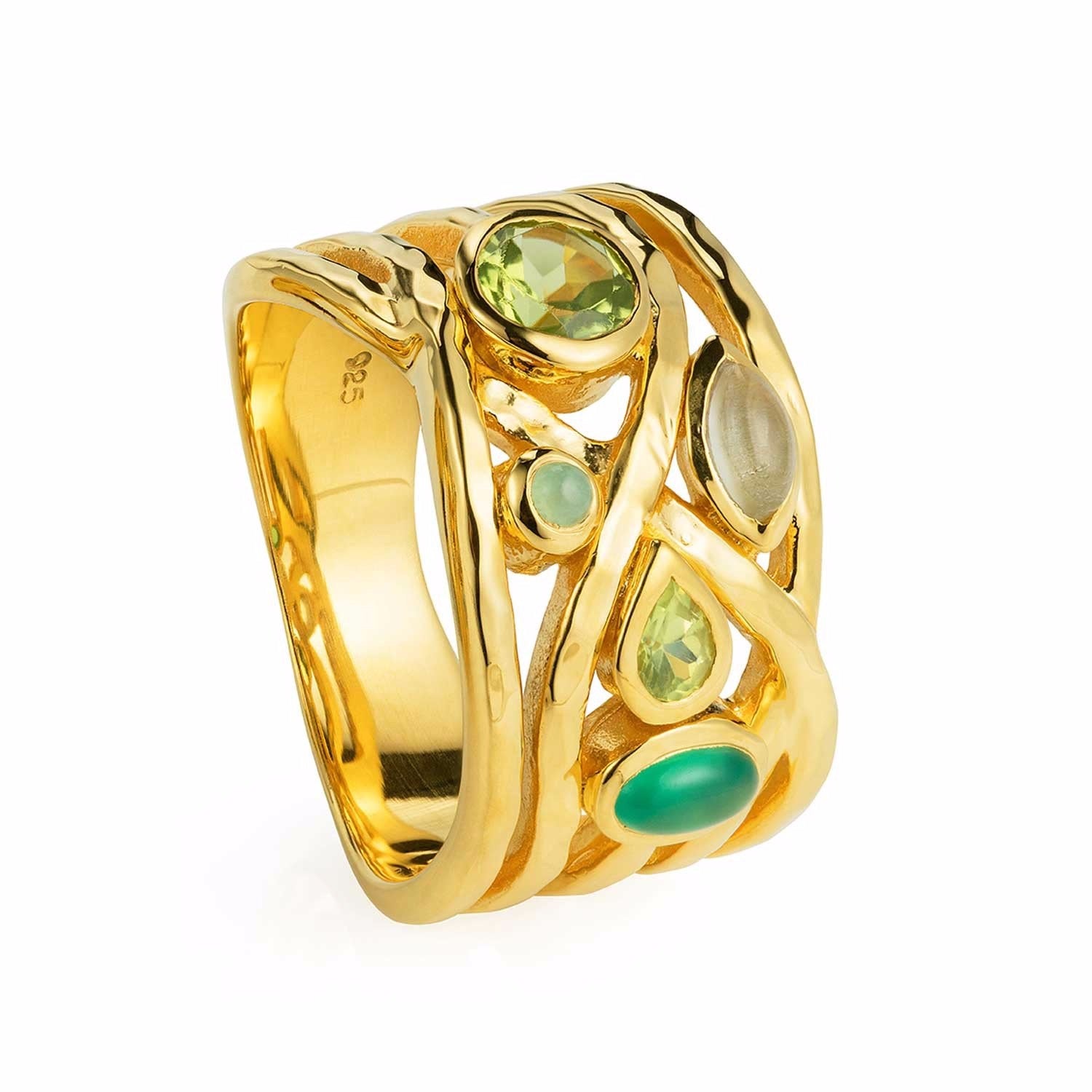 Liana Gold Ring Green Amethyst Onyx Peridot