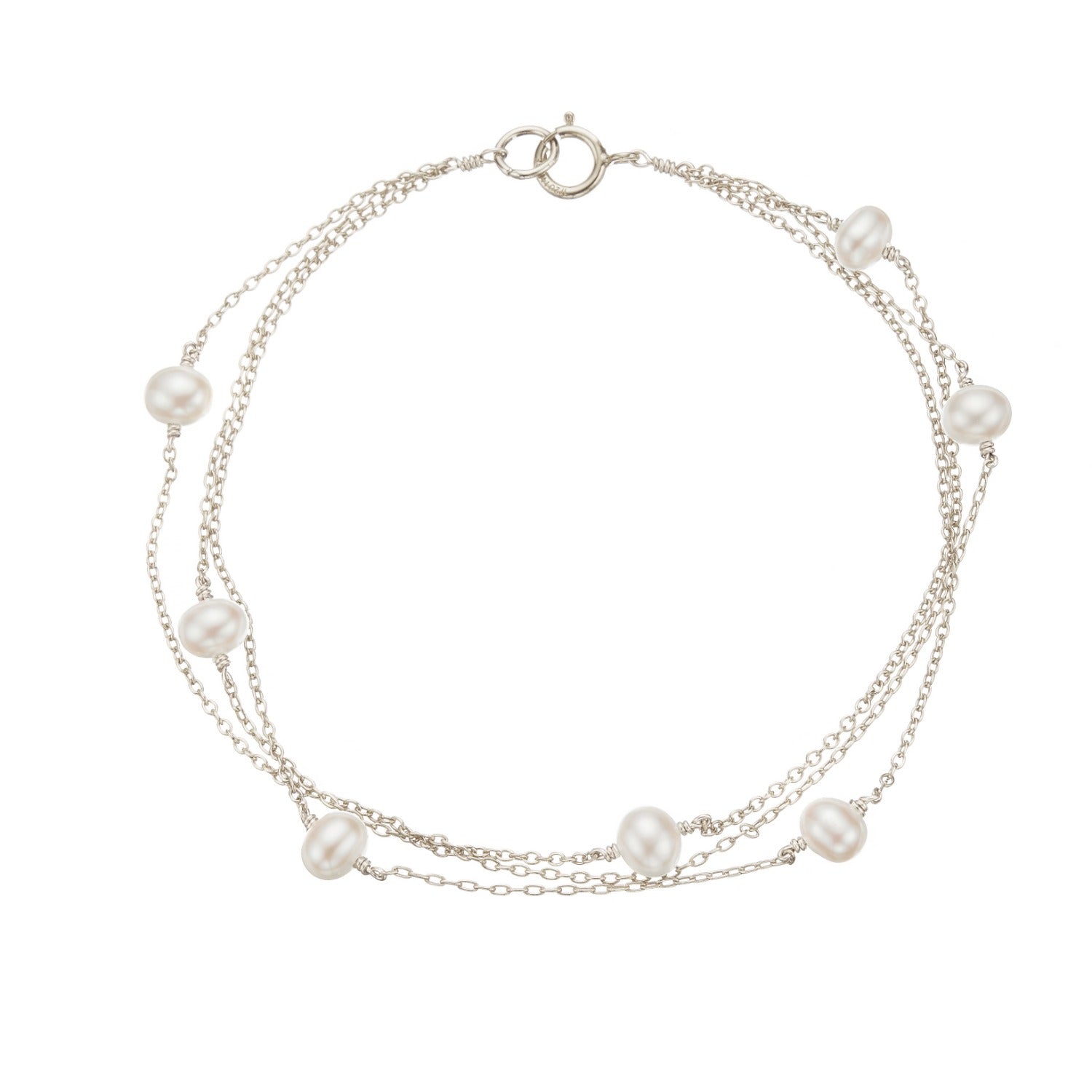 Sterling Silver Layered Pearl Bracelet