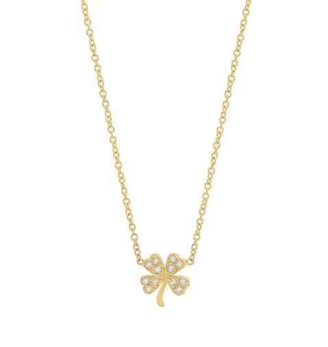 Mini Diamond Clover Yellow Gold Necklace