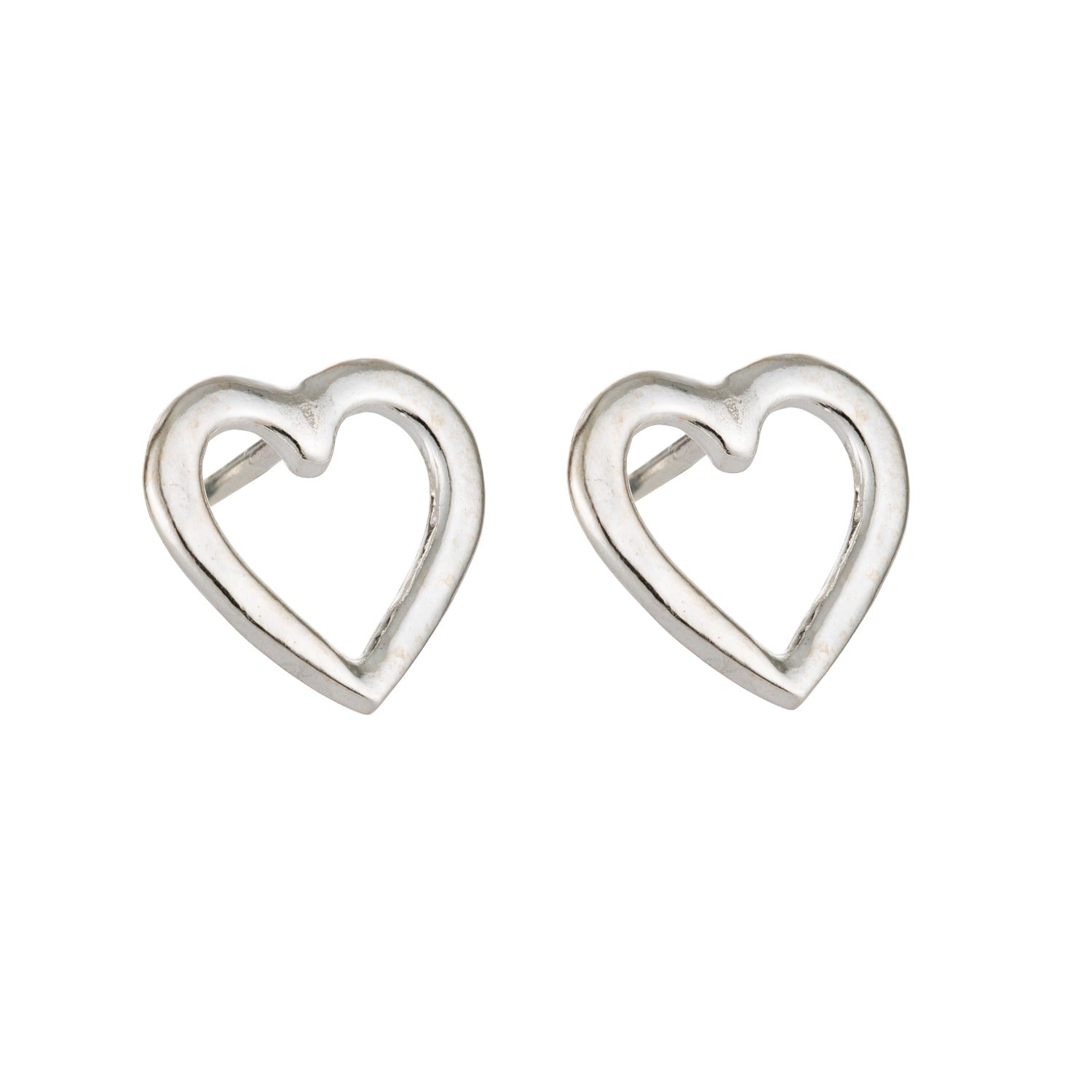 Sterling Silver Open Mini Heart Stud Earrings