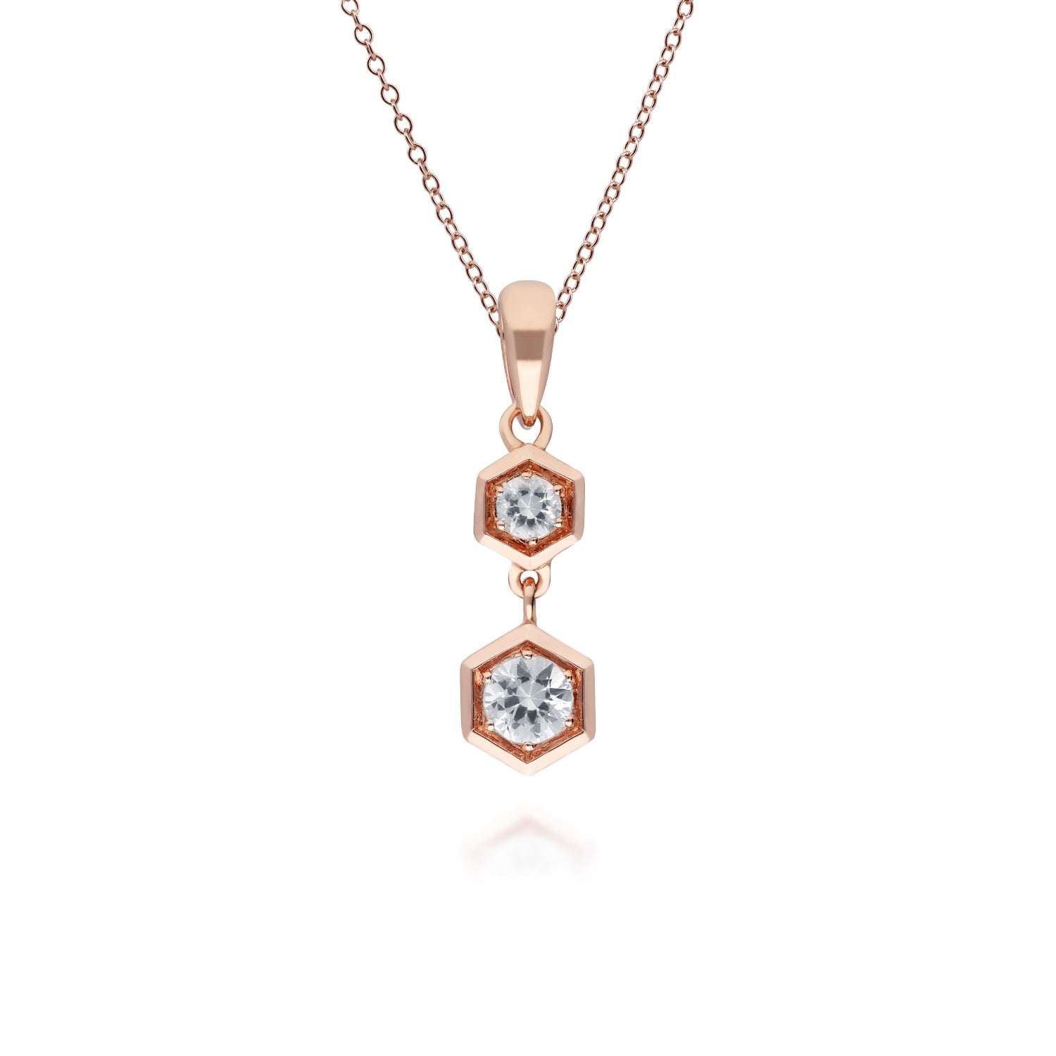 Honeycomb Clear Sapphire Pendant Necklace In Rose Gold