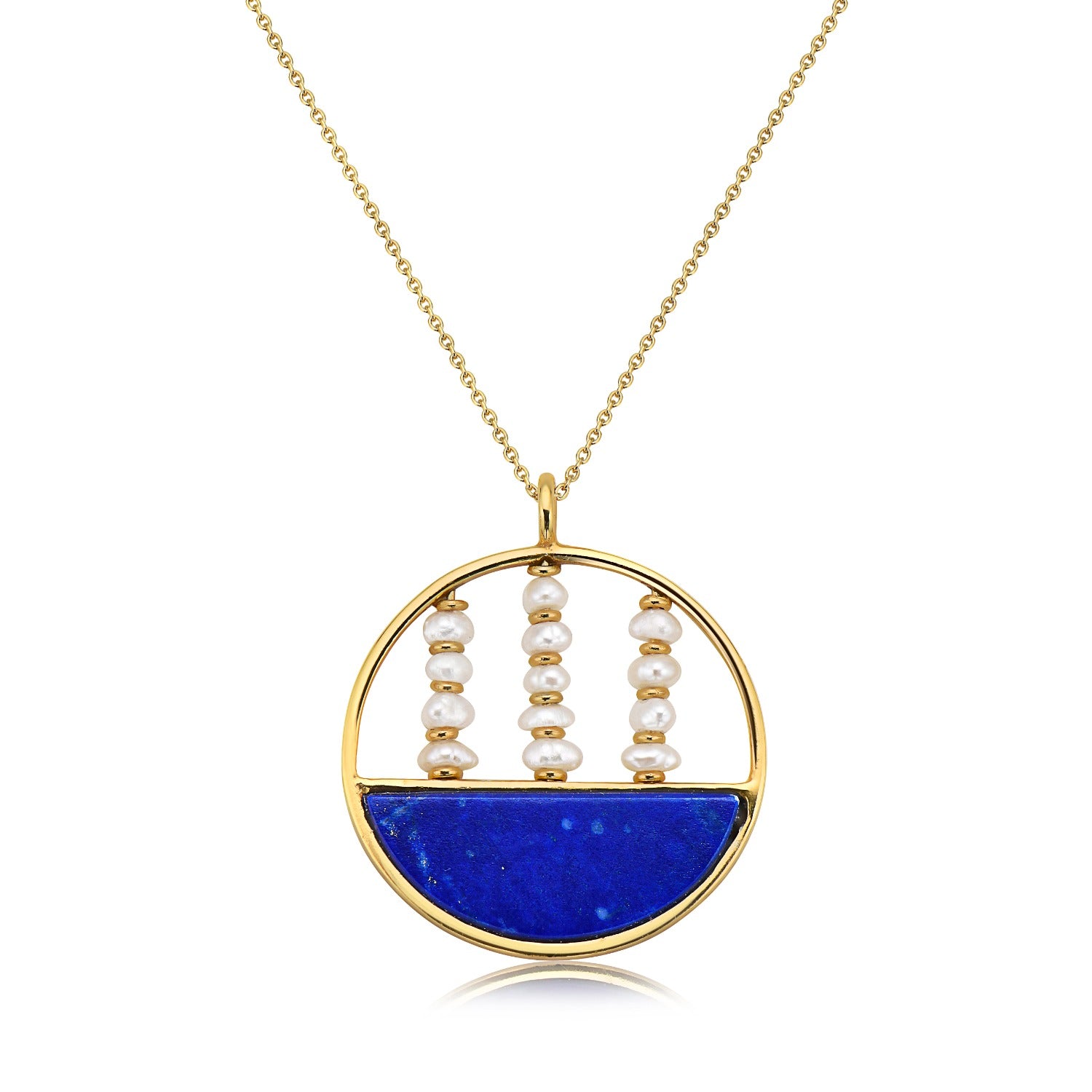 Nerissa Lapis Pearl Necklace In Gold