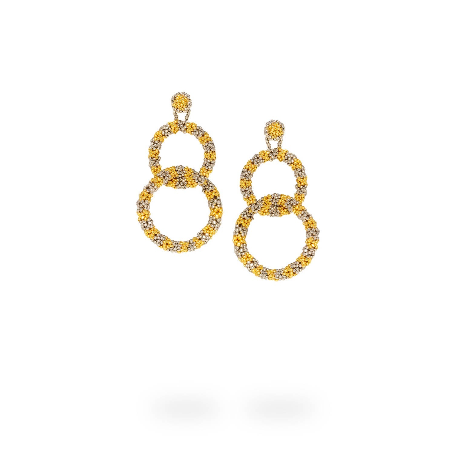 Two Looped Hoop Earrings Gold Silver